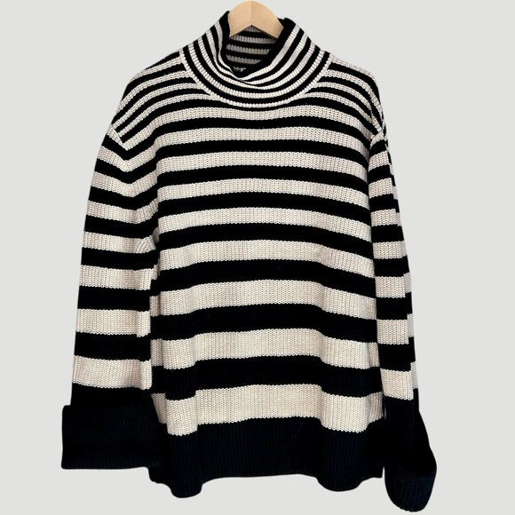 & Other Stories Stockholm Atelier Wool Blend Striped Turtleneck Sweater Sz Large - Picture 2 of 9
